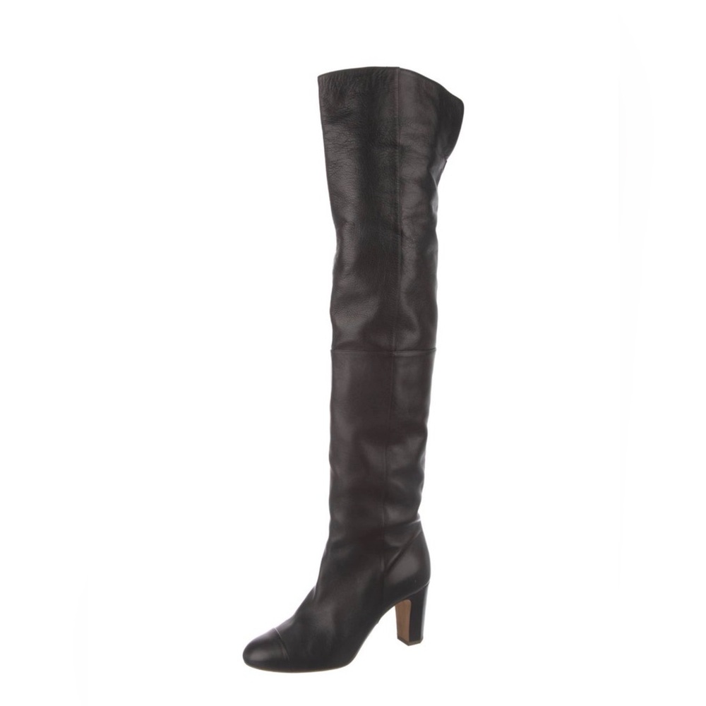 Channel Women's Over-the-Knee Leather High-Heel Boot - Black subtle CC - Picture 5 of 7
